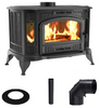Piec wolnostojący koza 10kW K9 z turbiną TURBOFAN z wylotem spalin fi 130 Gratis: Rozeta stalowa okrągła fi 130 + Rura stalowa 130/1m + Kolano ruchome 130/90 - spełnia anty-smogowy EkoProjekt 30079559